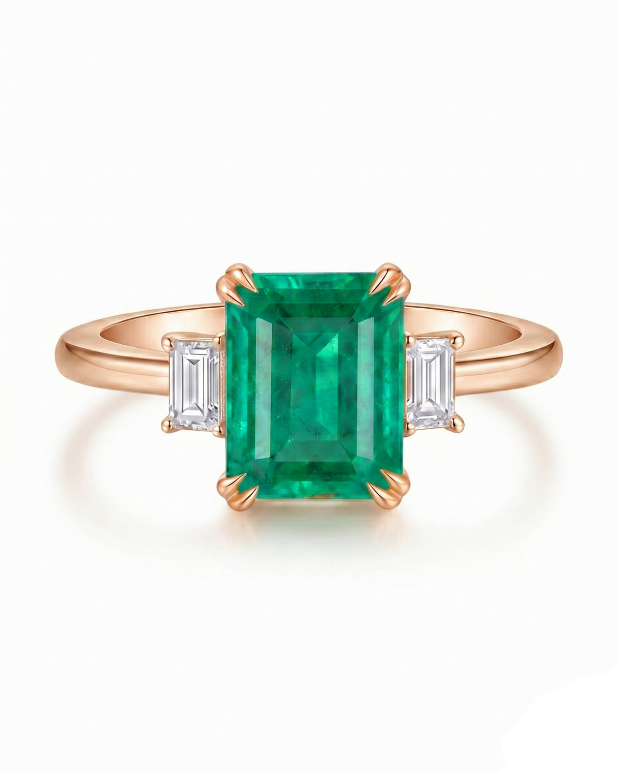 1.5 carat natural emerald and diamond ring in 18K Rose Gold | SARATTI