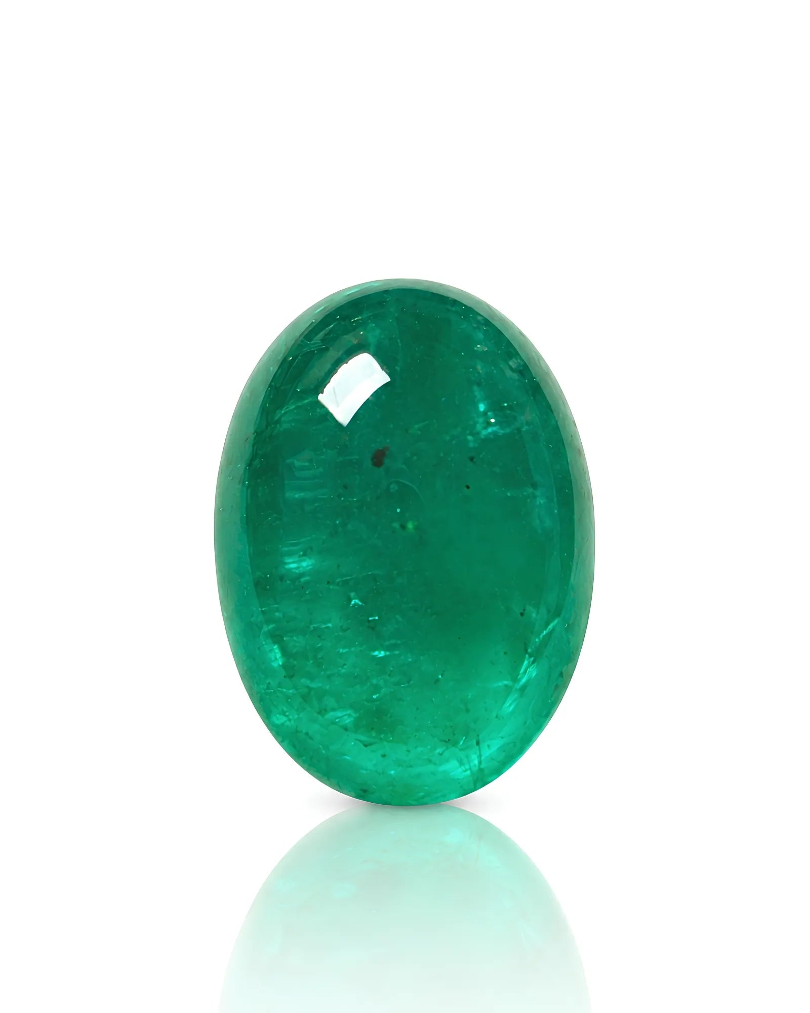 1.64ct Natural Emerald oval cabochon main view in green | SARATTI