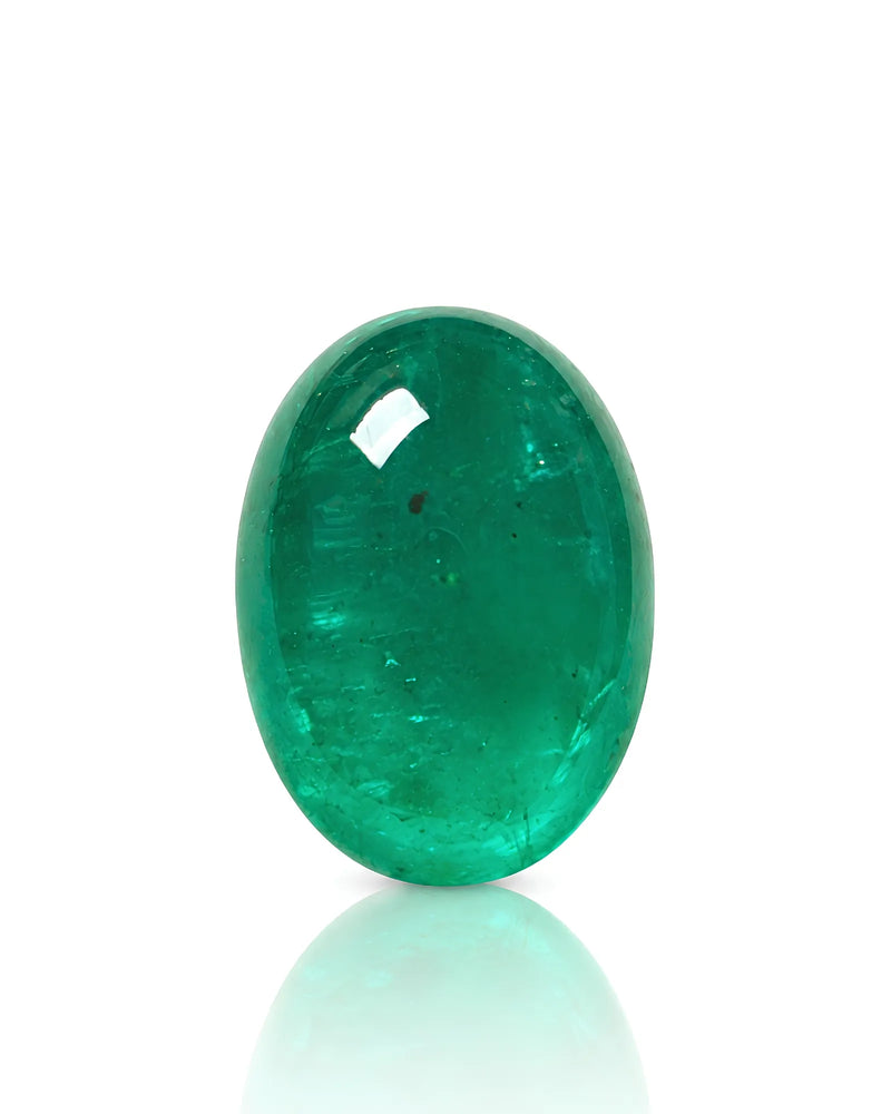 1.64ct Natural Emerald oval cabochon main view in green | SARATTI