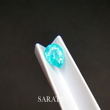 1.77ct Neon Blue Tourmaline Pear Shape AIGS Certified