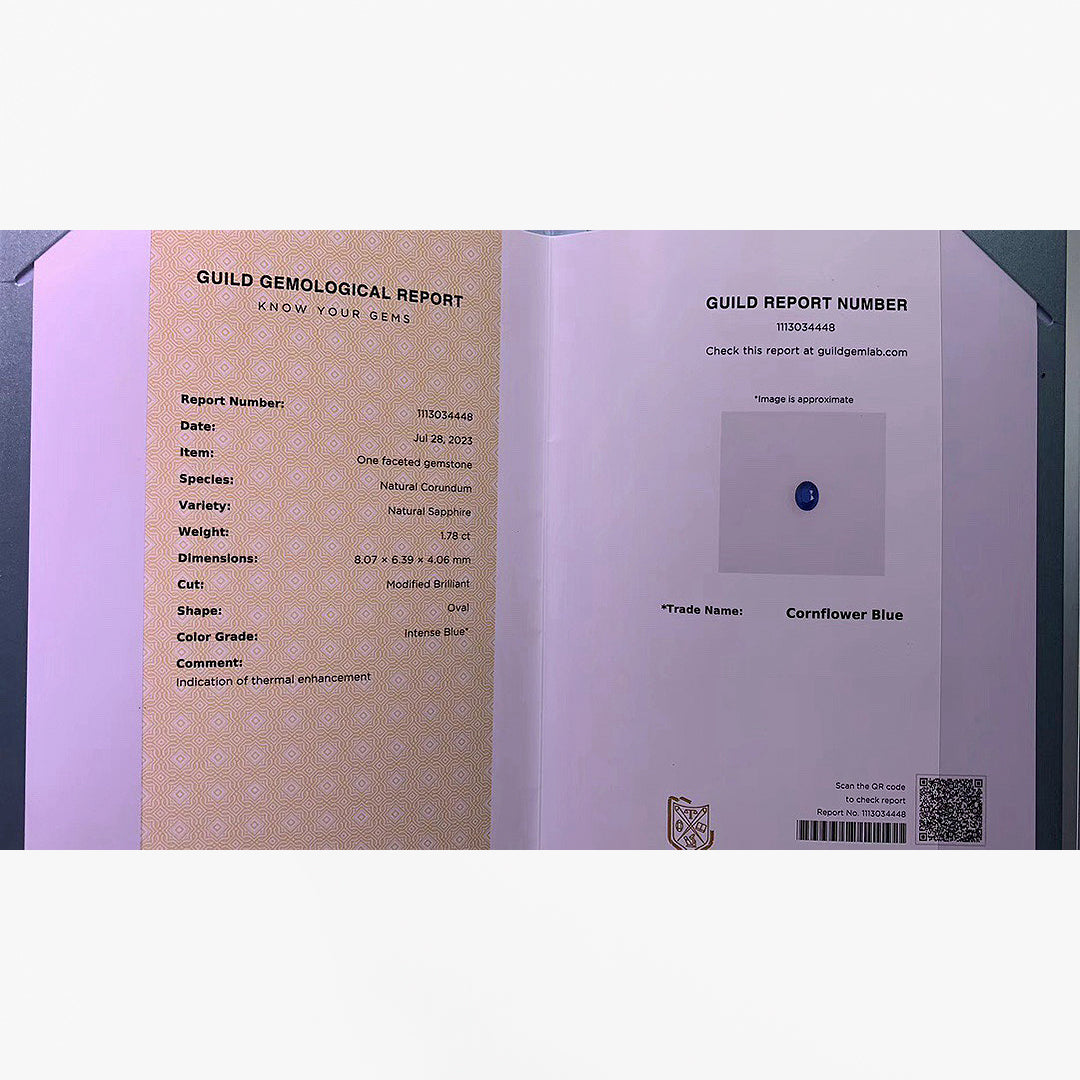 1.78 carat Natural sapphire oval displaying strong blue saturation | SARATTI  