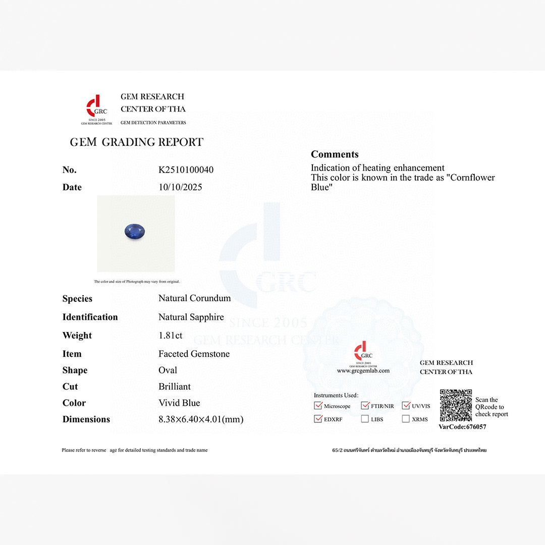 1.81 carat Natural vivid blue sapphire oval faceting detail | SARATTI  