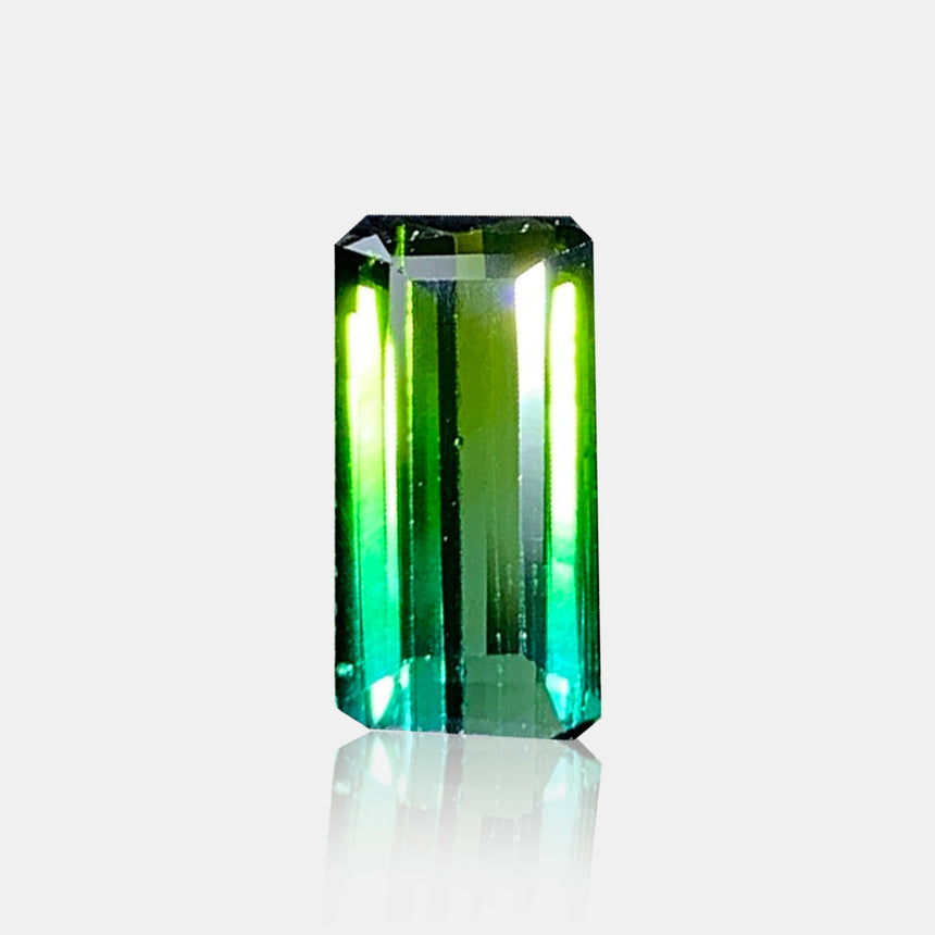 1.83 carat Natural bi-color tourmaline emerald cut loose gemstone | SARATTI