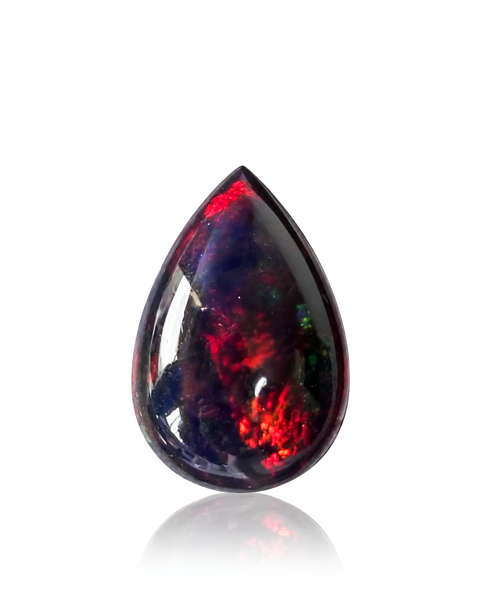 1.97ct Natural Ethiopian Black Opal pear cabochon front view | SARATTI