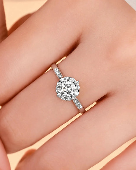 Alaya – Heavenly Harmony Natural Round Diamond Halo Engagement Ring