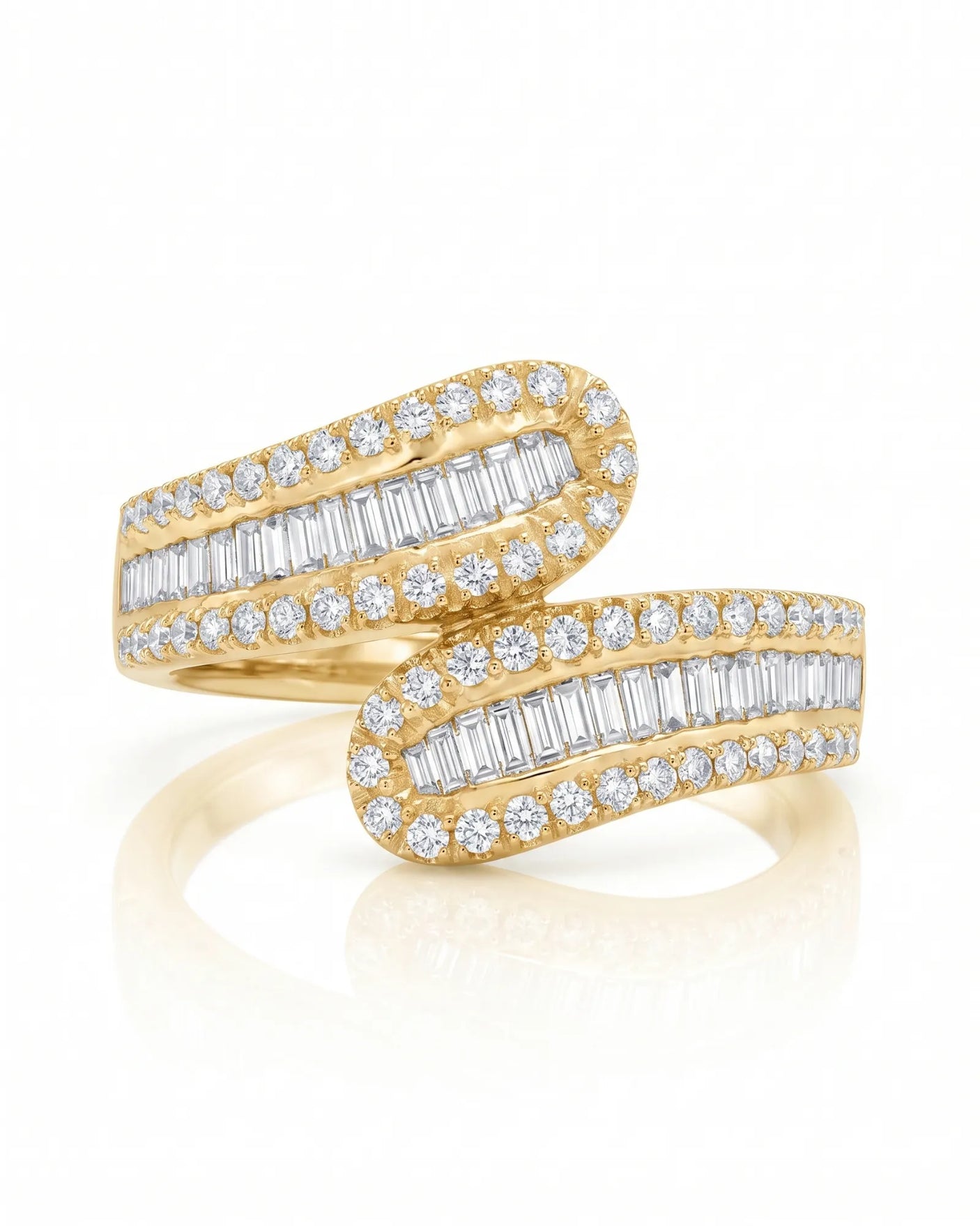 Baguette and Round Diamond Band in White Gold