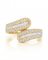 Baguette and Round Diamond Band in White Gold