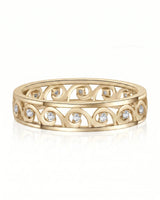 Art Nouveu Wedding Band with Diamonds Yellow Gold