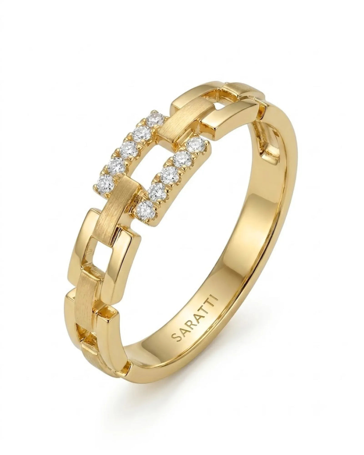 18K yellow gold diamond wedding band for couples, weddings, anniversaries, and meaningful gifts | SARATTI