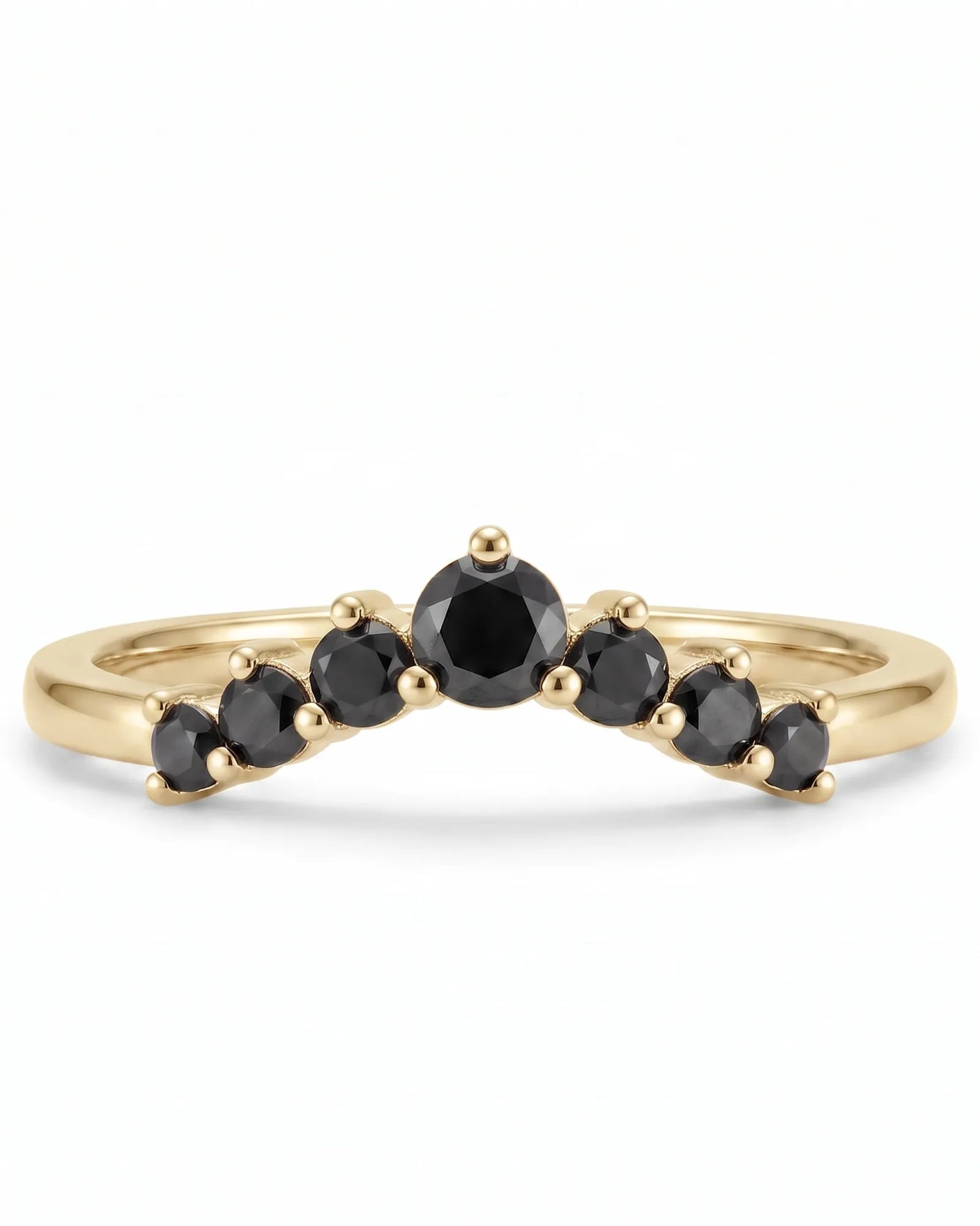 Black Diamond Curved Band in 18K Yellow Gold