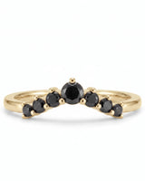 Black Diamond Curved Band in 18K Yellow Gold