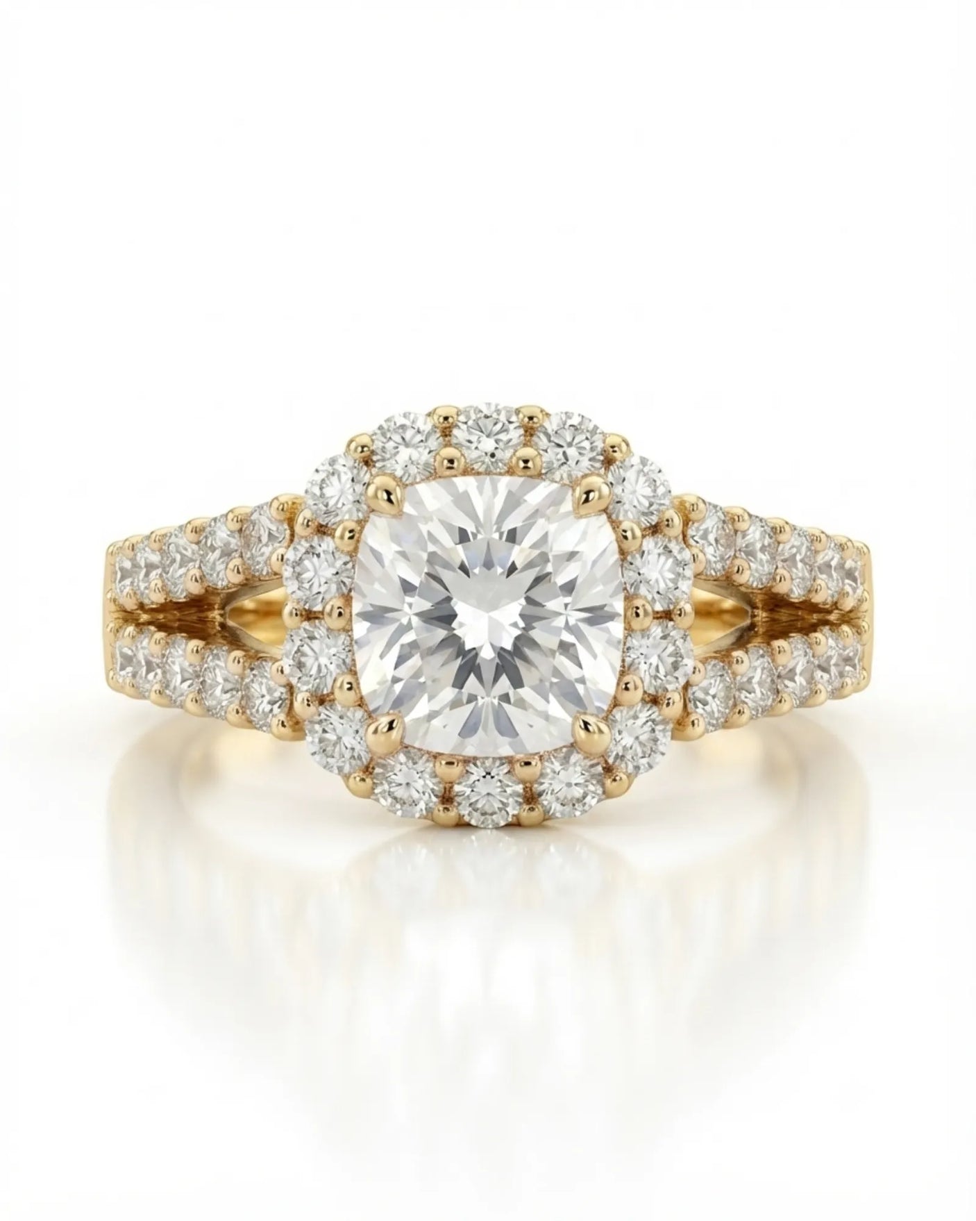 Erica • 2-carat Cushion Moissanite Ring in White Gold