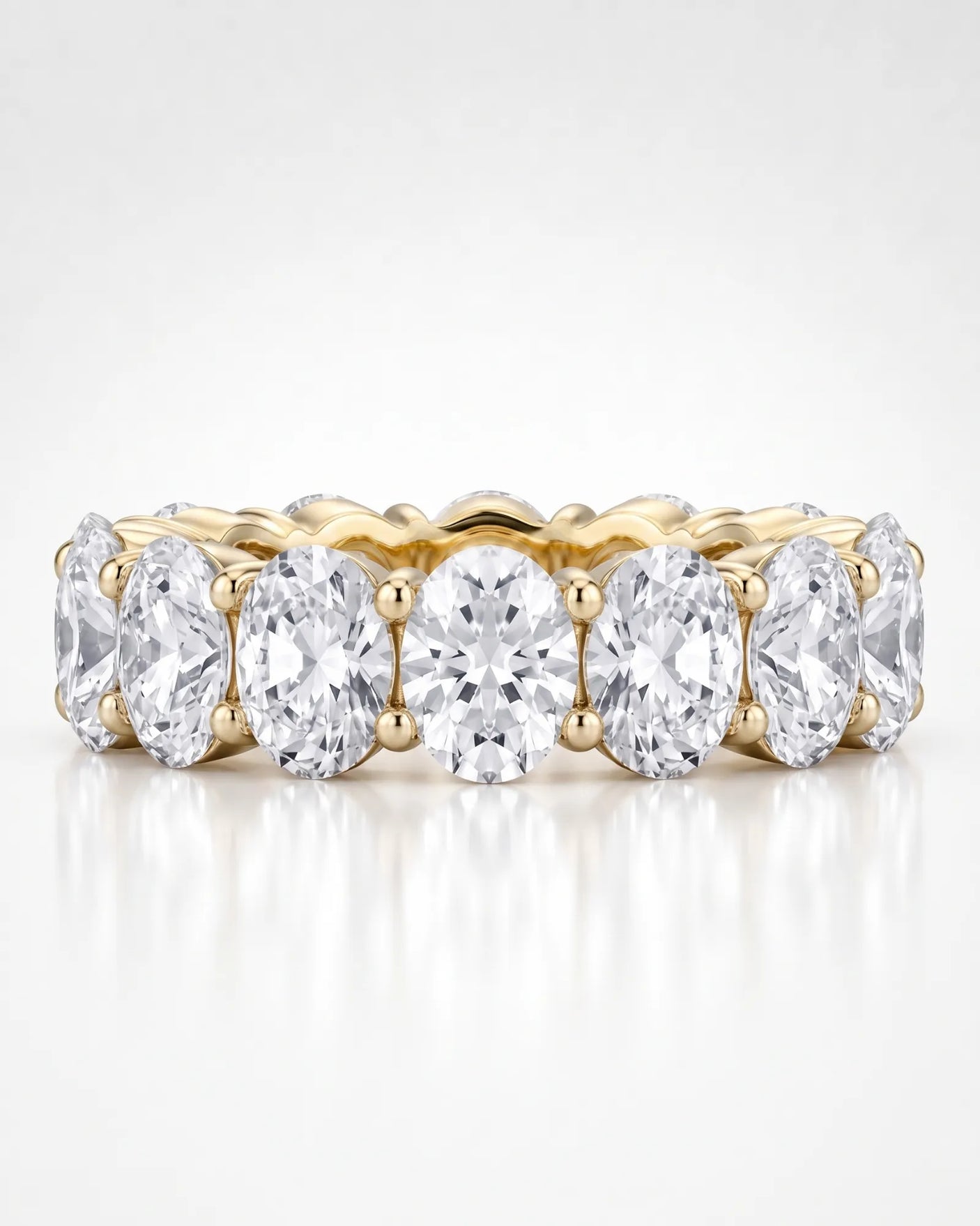 Thick Oval Diamond Wedding Bands 14 carats
