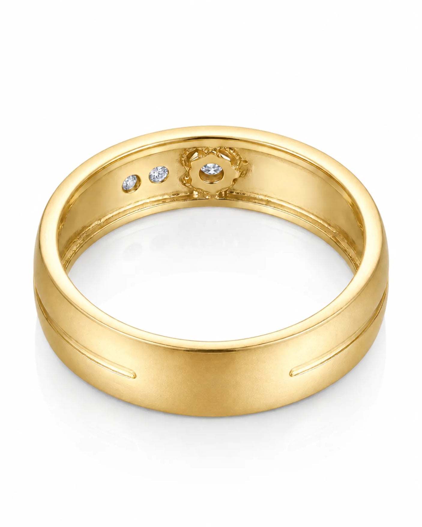 Yellow Gold Diamond Wedding Band Matte Finish
