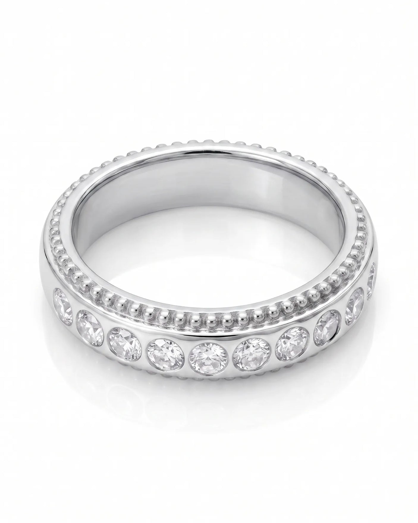 Two Tone Wedding Band Women's with Diamonds