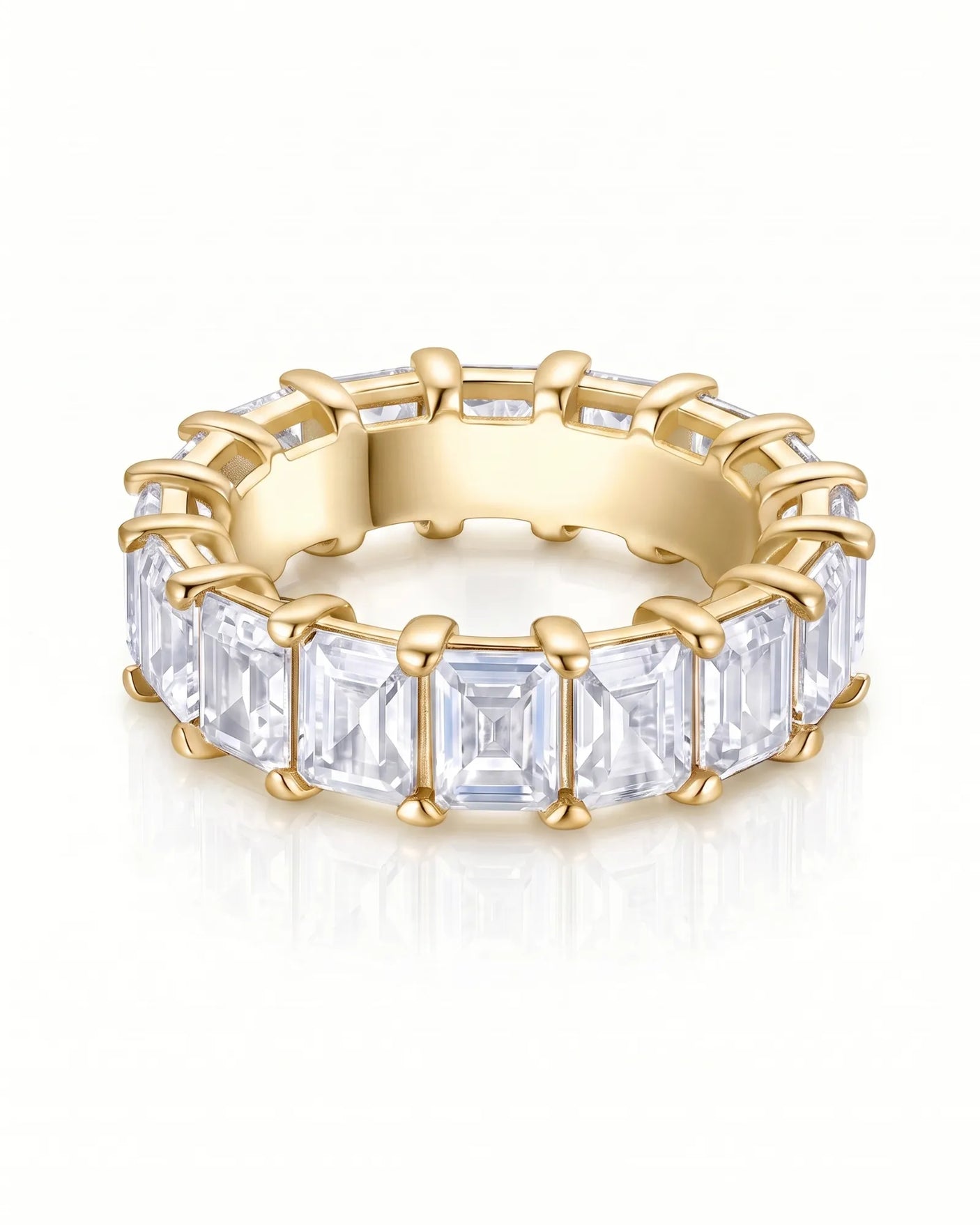 Emerald Cut Eternity Band in White Gold