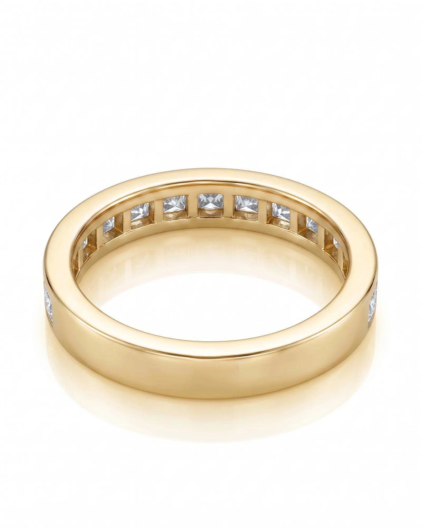 Princess Cut Diamond Wedding Band in Yellow Gold