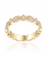 Art Nouveu Wedding Band with Diamonds in White Gold