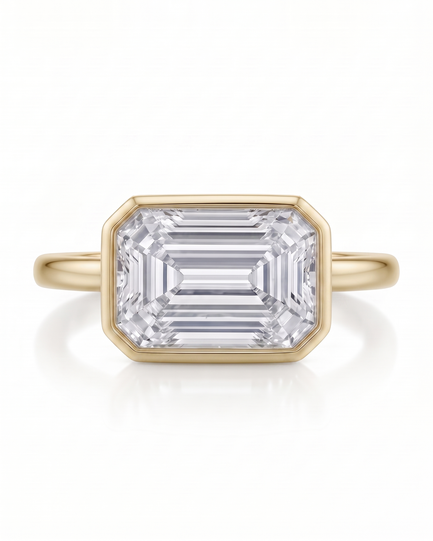 Natalia – Natural Emerald-Cut Diamond Bezel Ring