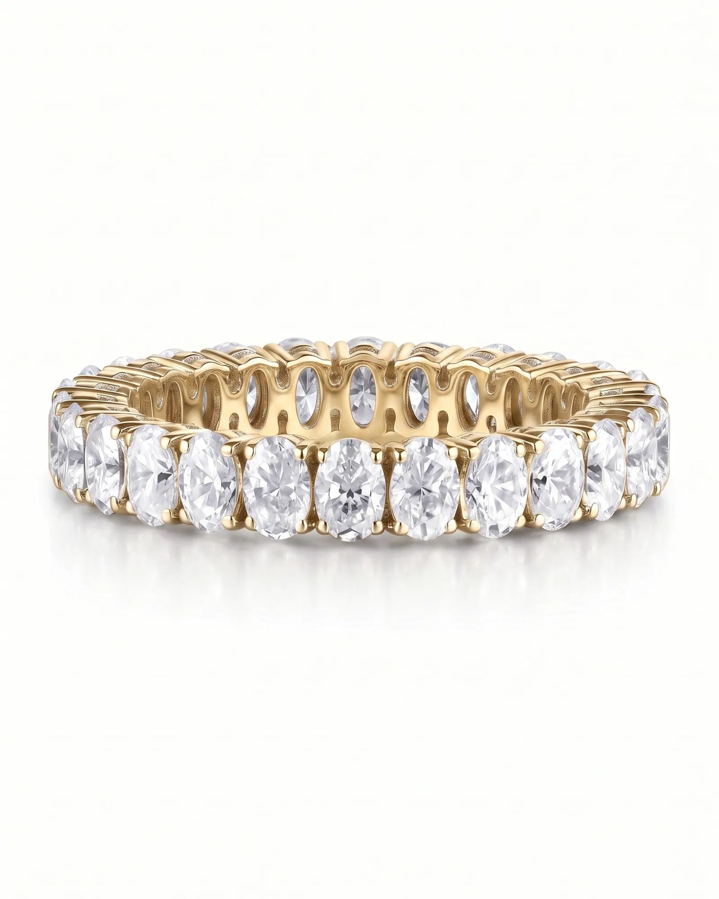 Oval Wedding Band in White Gold Prong Set