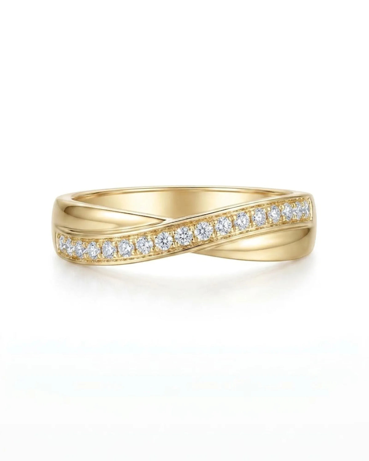 18K yellow gold his and hers wedding rings featuring a classic diamond half eternity design - SARATTI