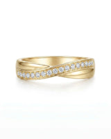 18K yellow gold his and hers wedding rings featuring a classic diamond half eternity design - SARATTI
