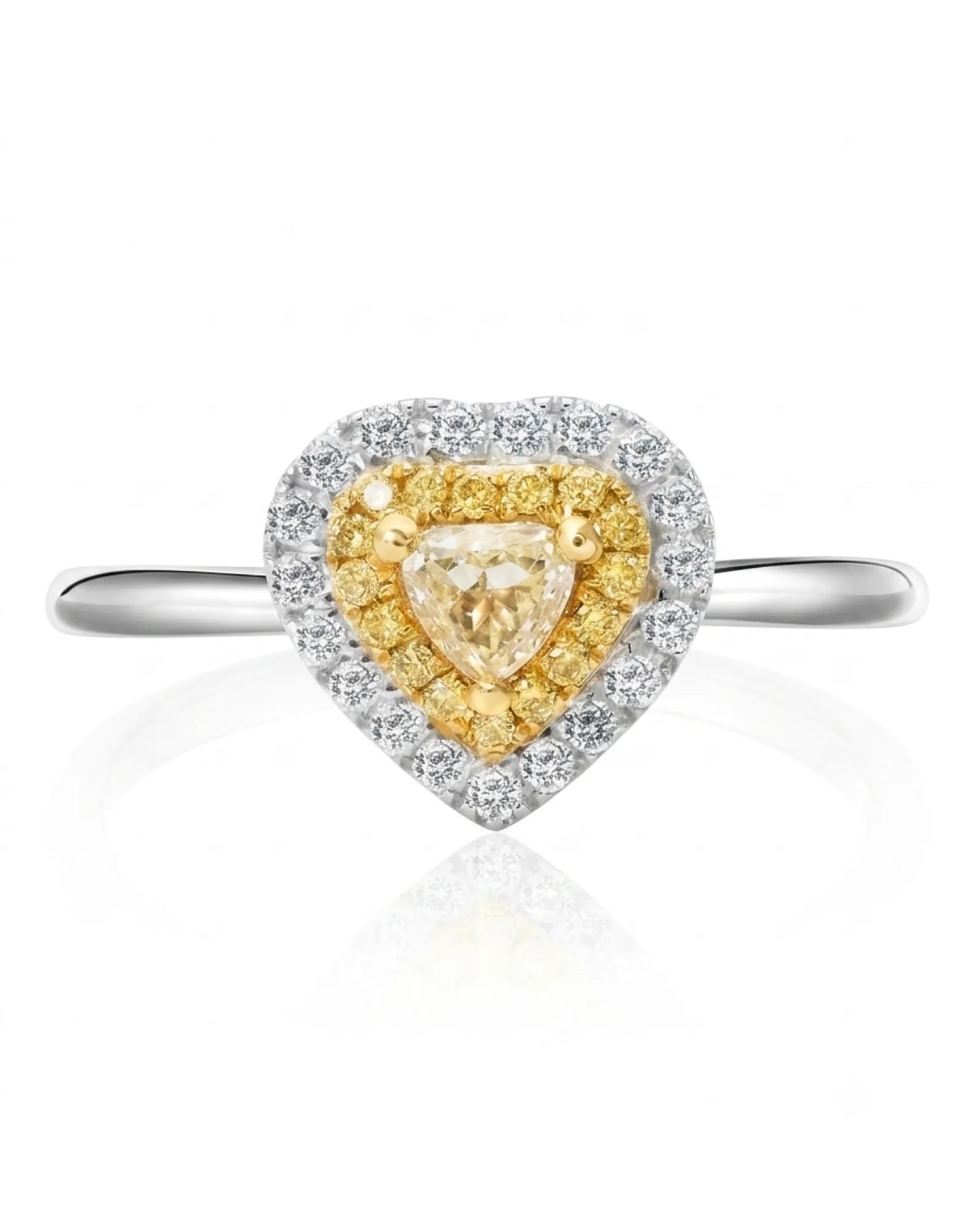 Maureen – Pear-Shaped Natural Yellow Diamond Double Halo Ring