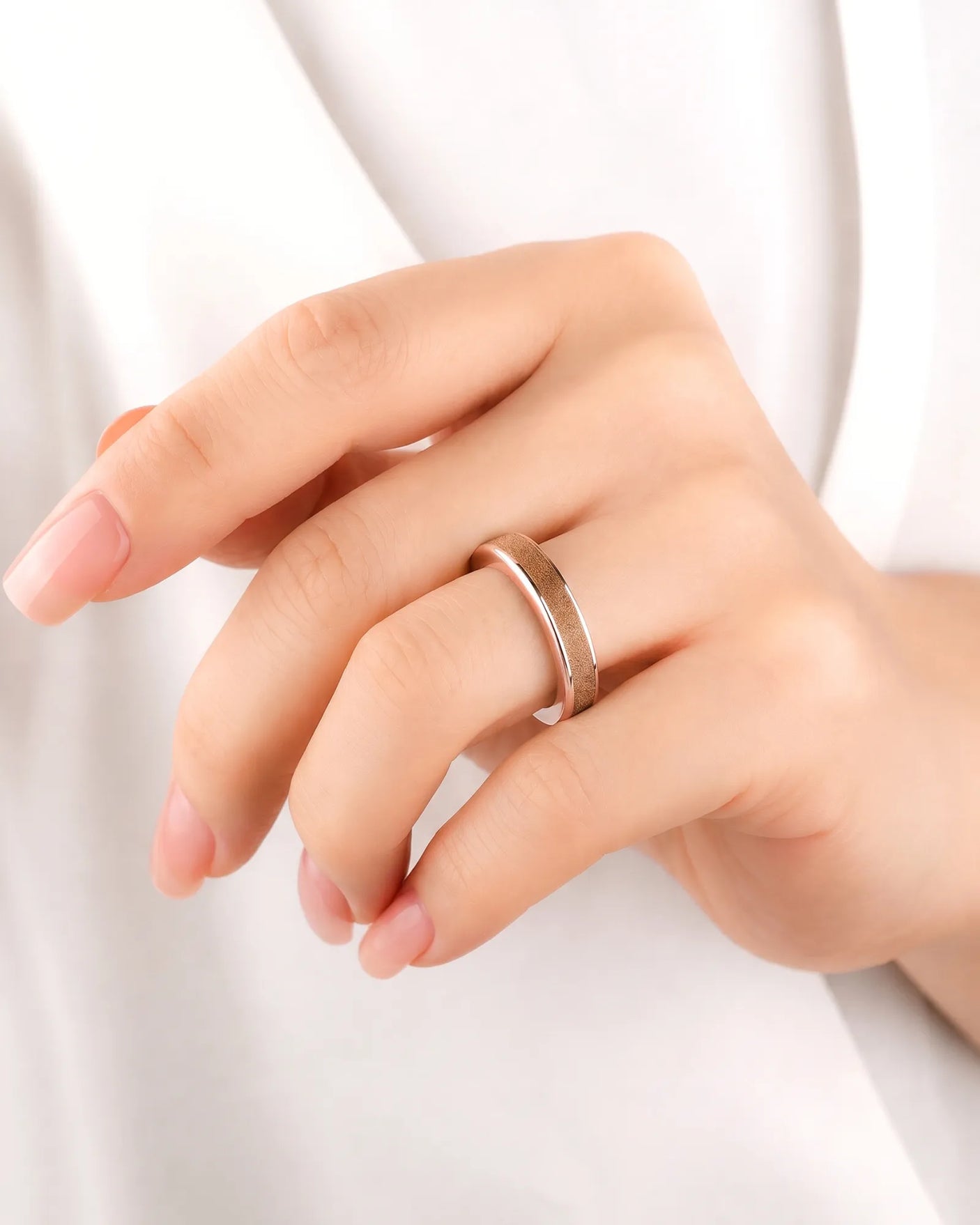 Women's Wenge Wood Ring in White Gold