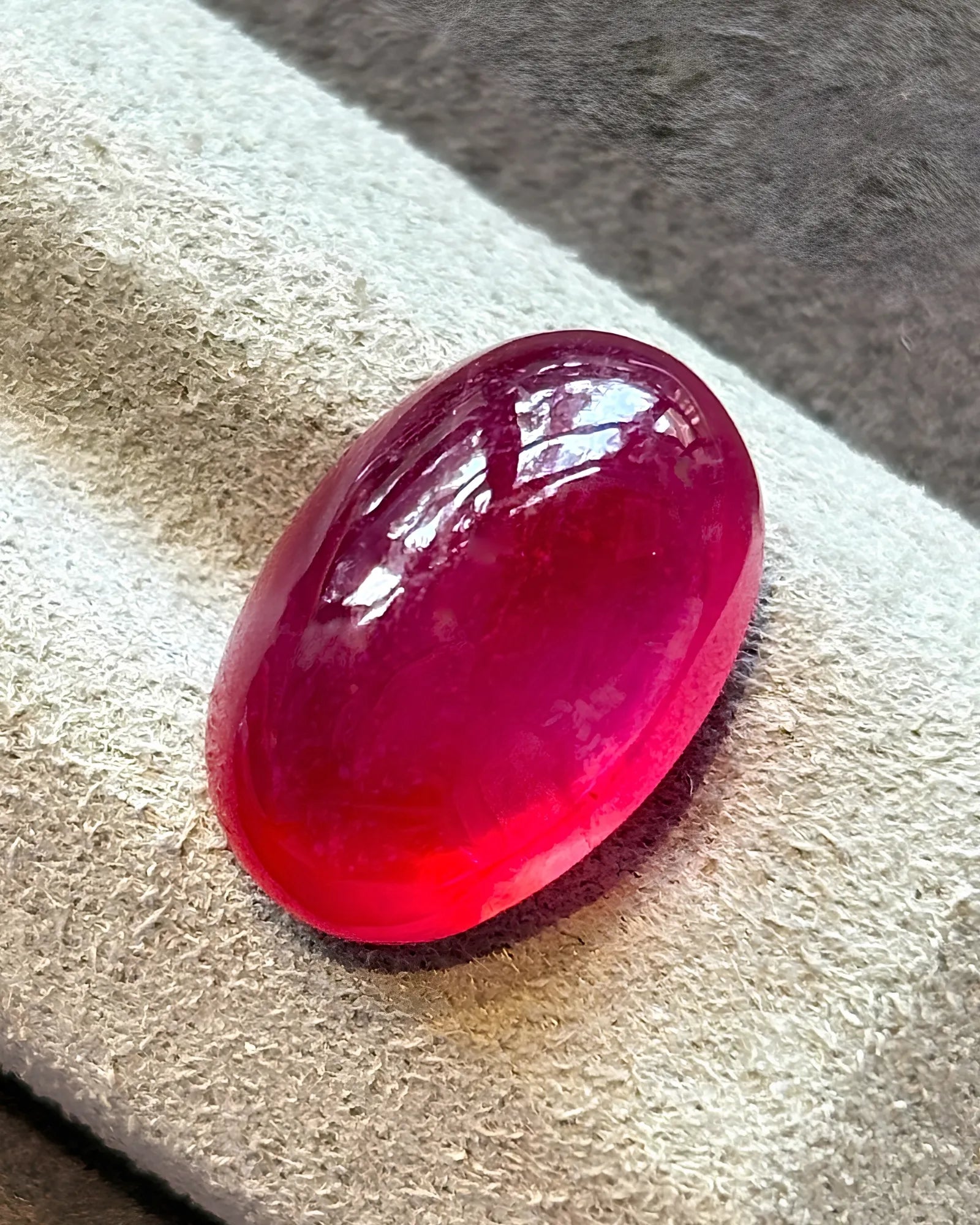 11.24ct Natural Ruby oval cabochon alternate angle | SARATTI