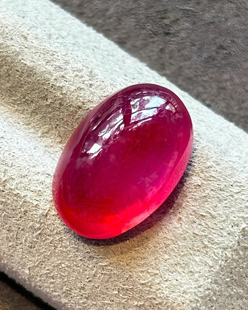 11.24ct Natural Ruby oval cabochon alternate angle | SARATTI