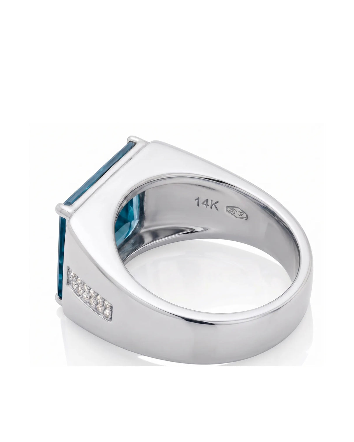 The Imperium - Mens Topaz Ring in White Gold with Diamonds