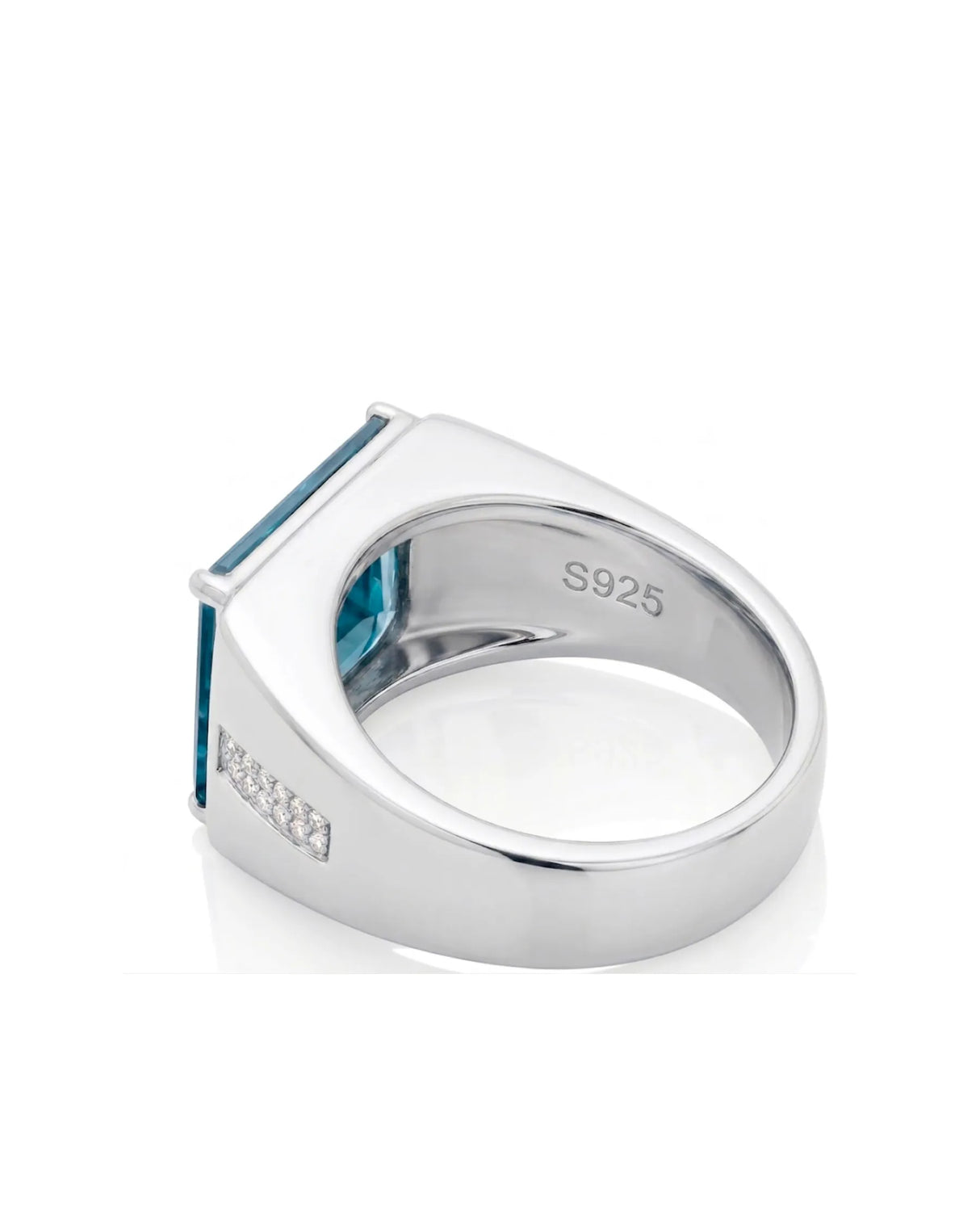 The Imperium - Mens Topaz Ring in White Gold with Diamonds