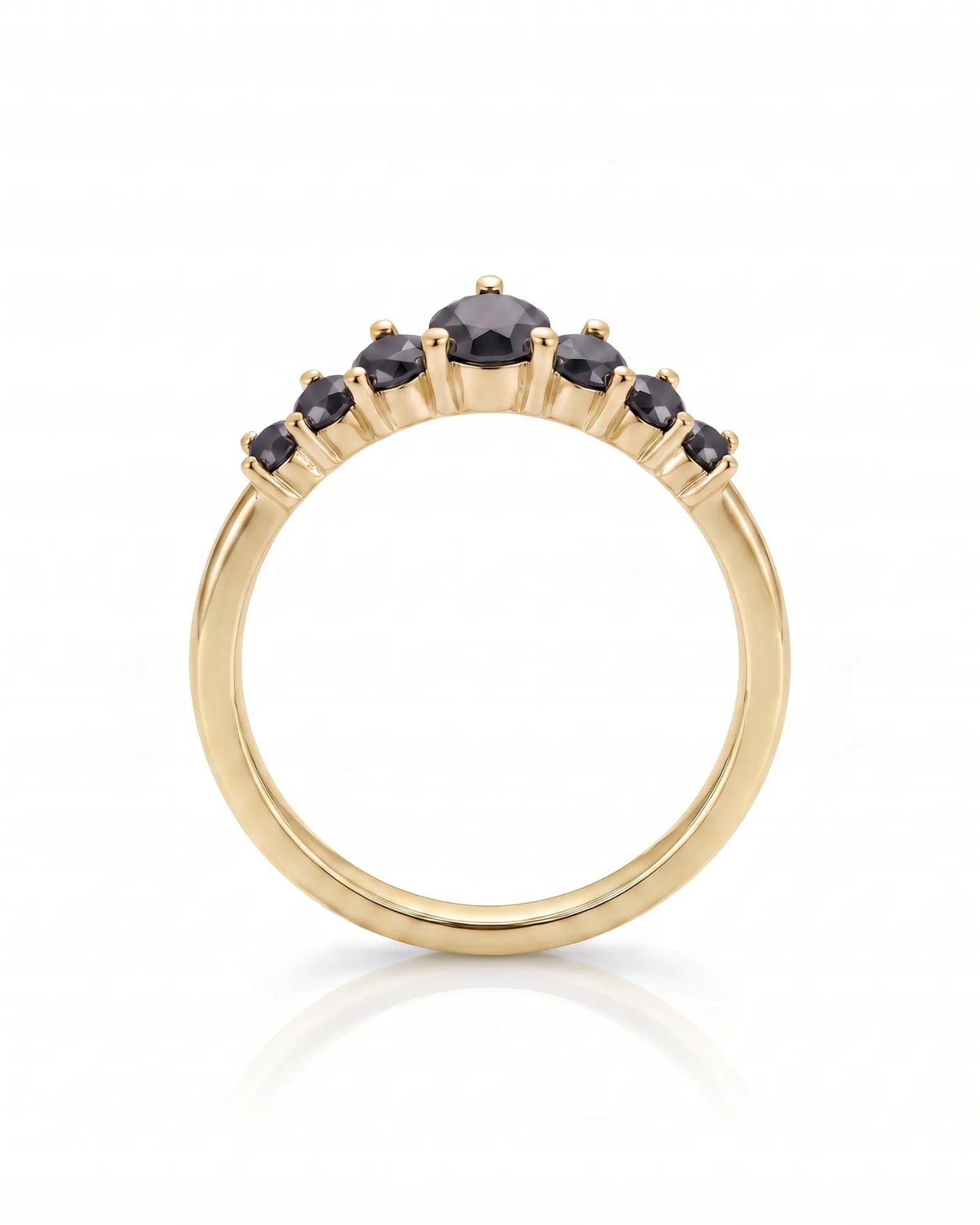 Black Diamond Curved Band in 18K Yellow Gold