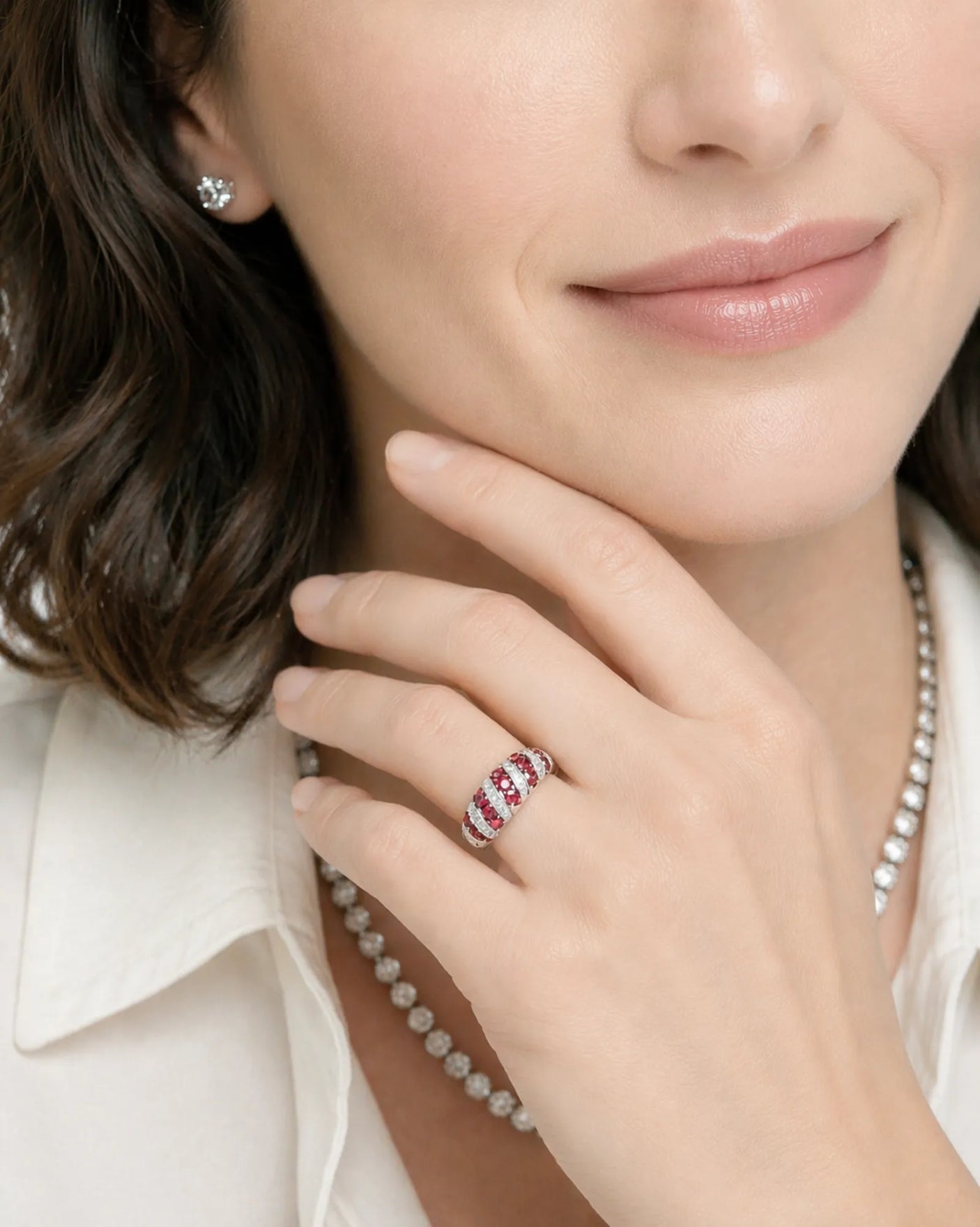 Crimson Strata – Natural Ruby & Diamond Ring