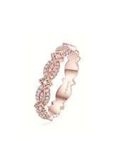 Art Nouveu Wedding Band with Diamonds in White Gold