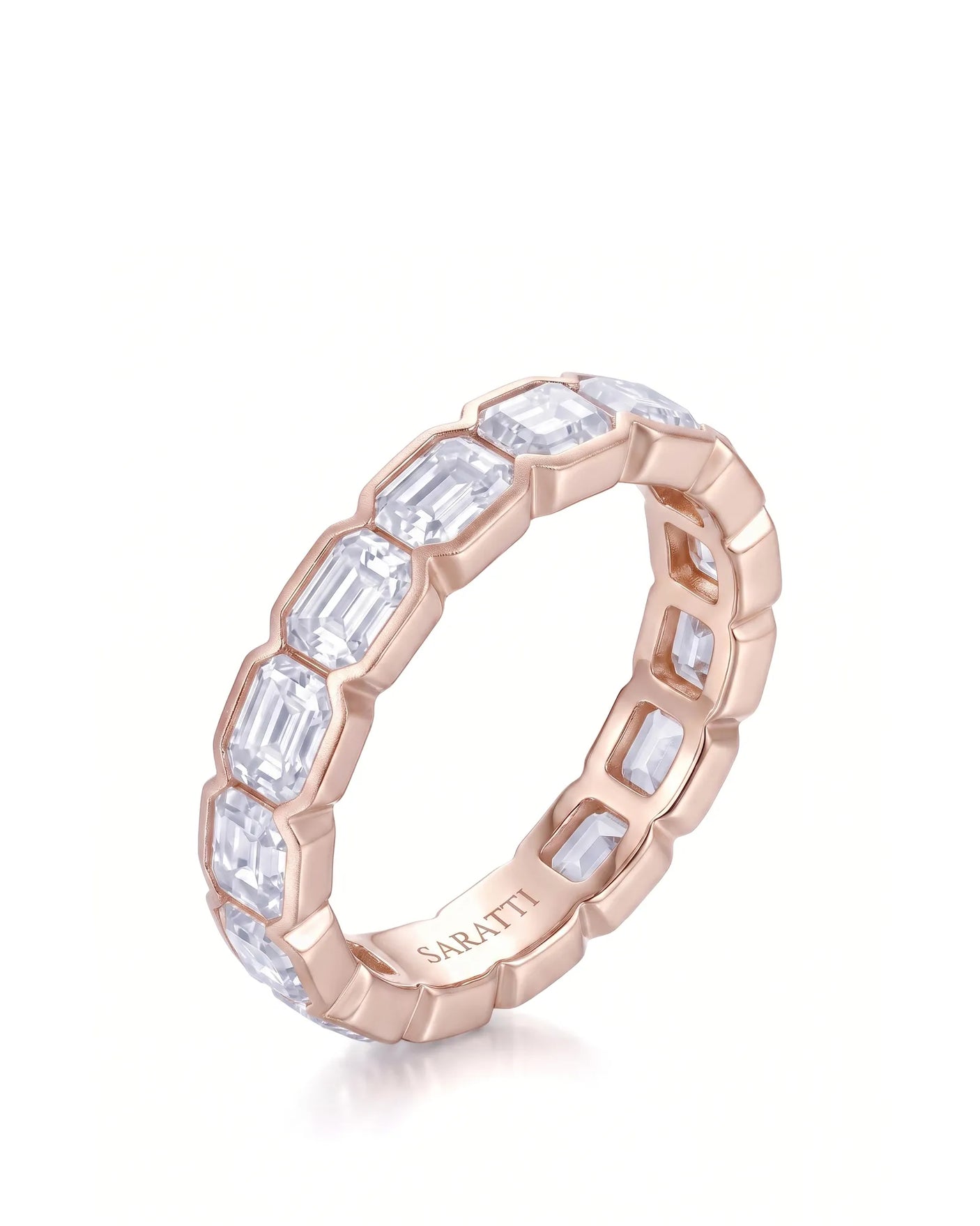 Emerald Cut Diamond Eternity Band in White Gold
