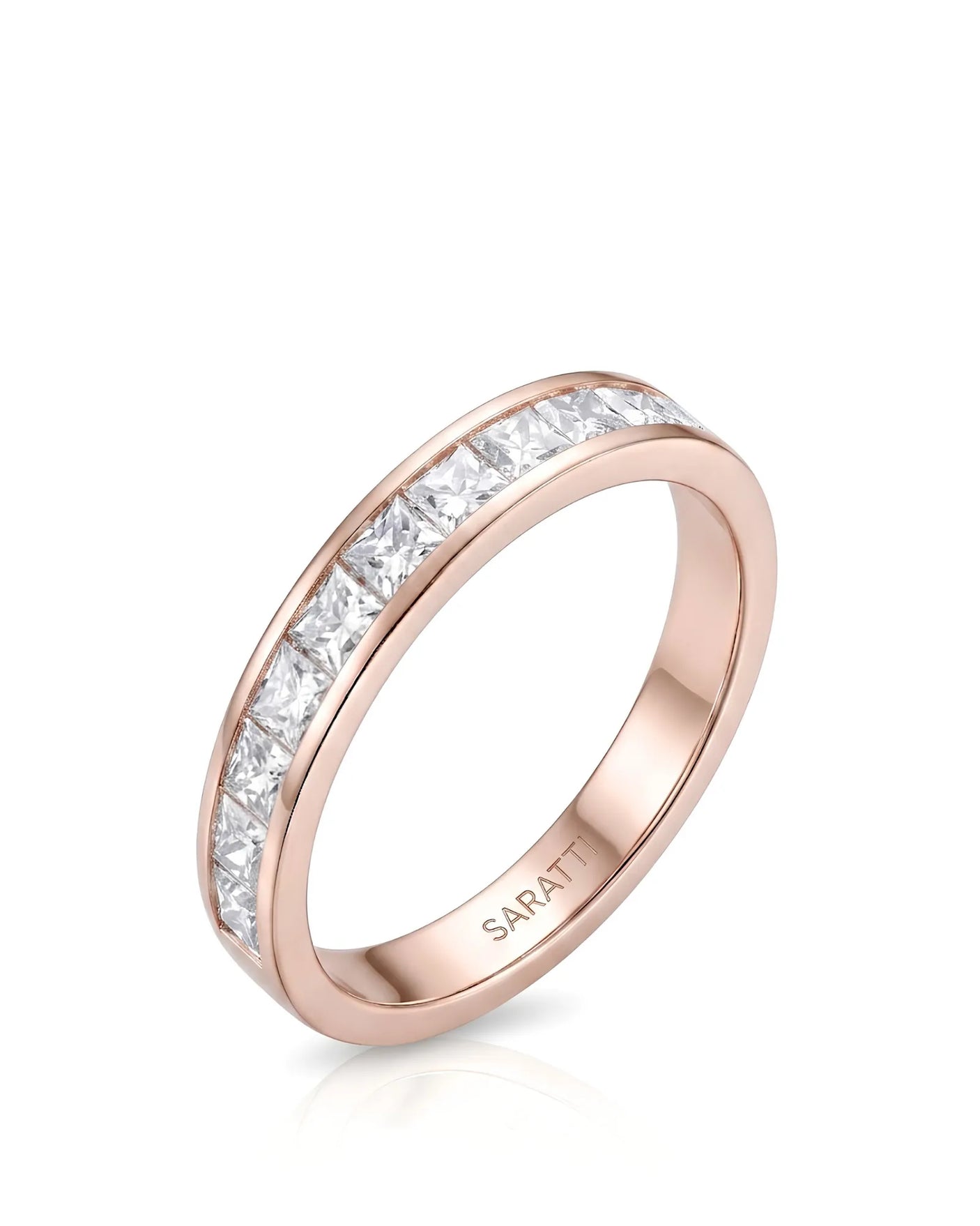 Princess Cut Diamond Wedding Band in Yellow Gold