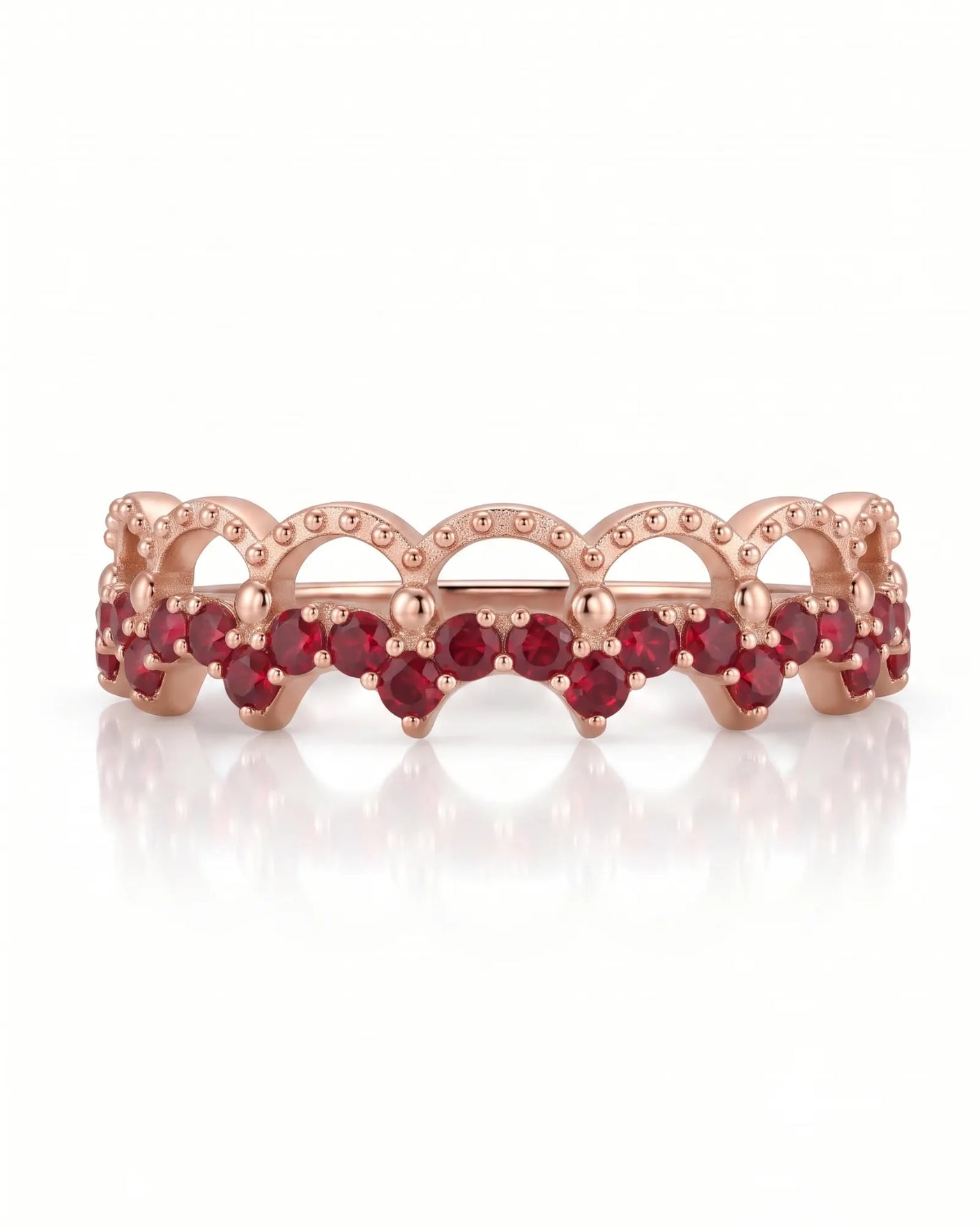 The Ember Tiara- Red Diamond Vintage-Inspired Yellow Gold Band