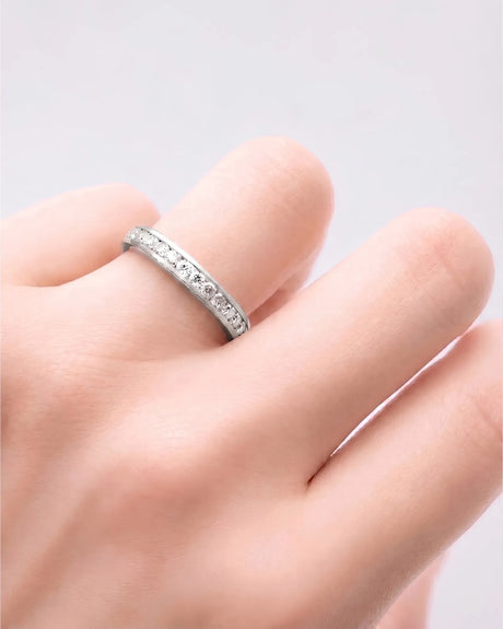 Channel Set Wedding Band in 18K White Gold