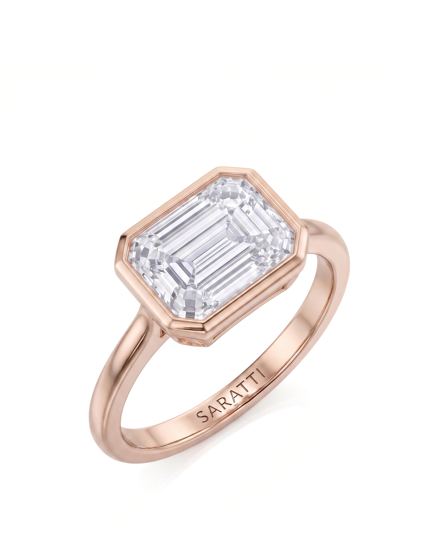 Natalia – Natural Emerald-Cut Diamond Bezel Ring