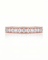 Milgrain Wedding Band with Diamonds in White Gold