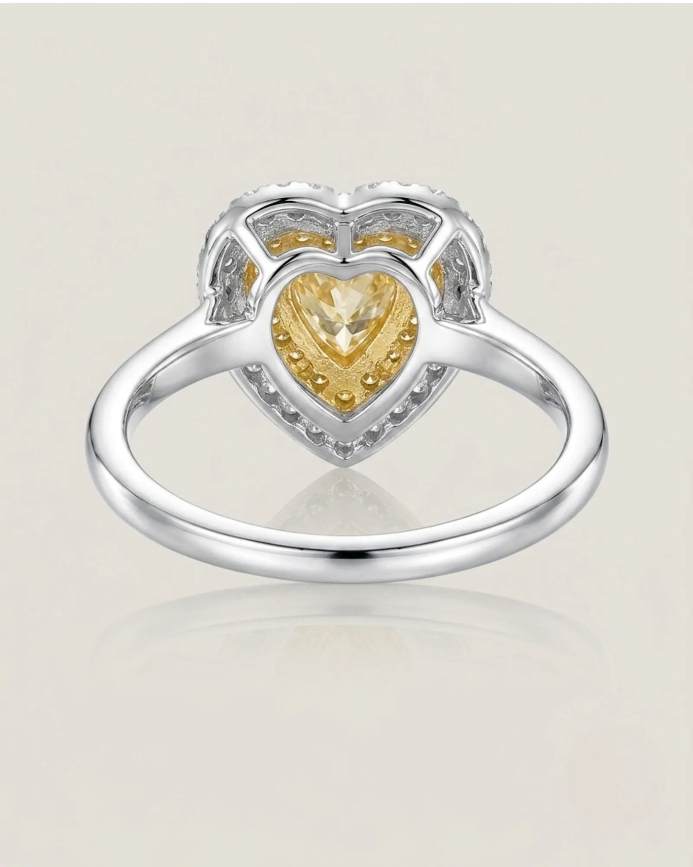 Maureen – Pear-Shaped Natural Yellow Diamond Double Halo Ring