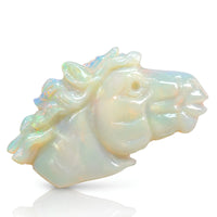12.9 carats Natural White Opal | Carved Horse Head