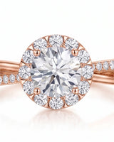 Elani – Natural Round Diamond Halo Split-Shank Ring