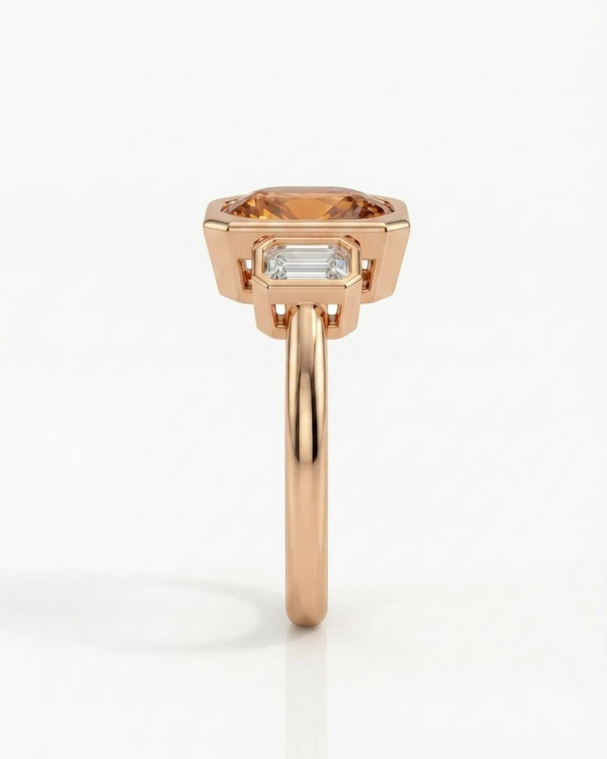 18K rose gold Build My Ring Topaz setting with oval-cut diamonds | SARATTI