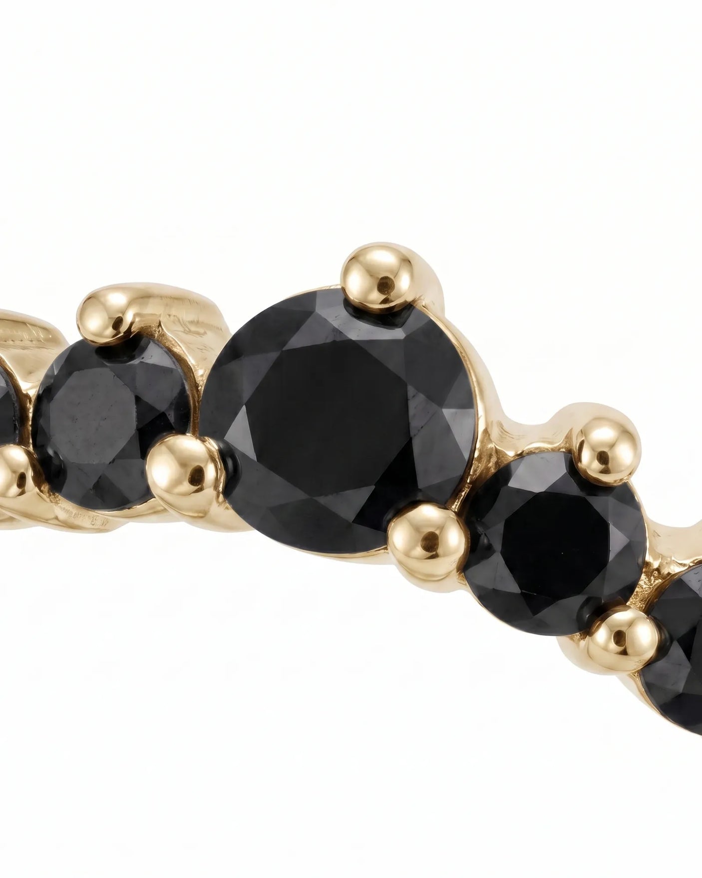 Black Diamond Curved Band in 18K Yellow Gold