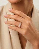 Oval Ring Wedding Band with Halo in White Gold