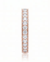 Milgrain Wedding Band with Diamonds in White Gold