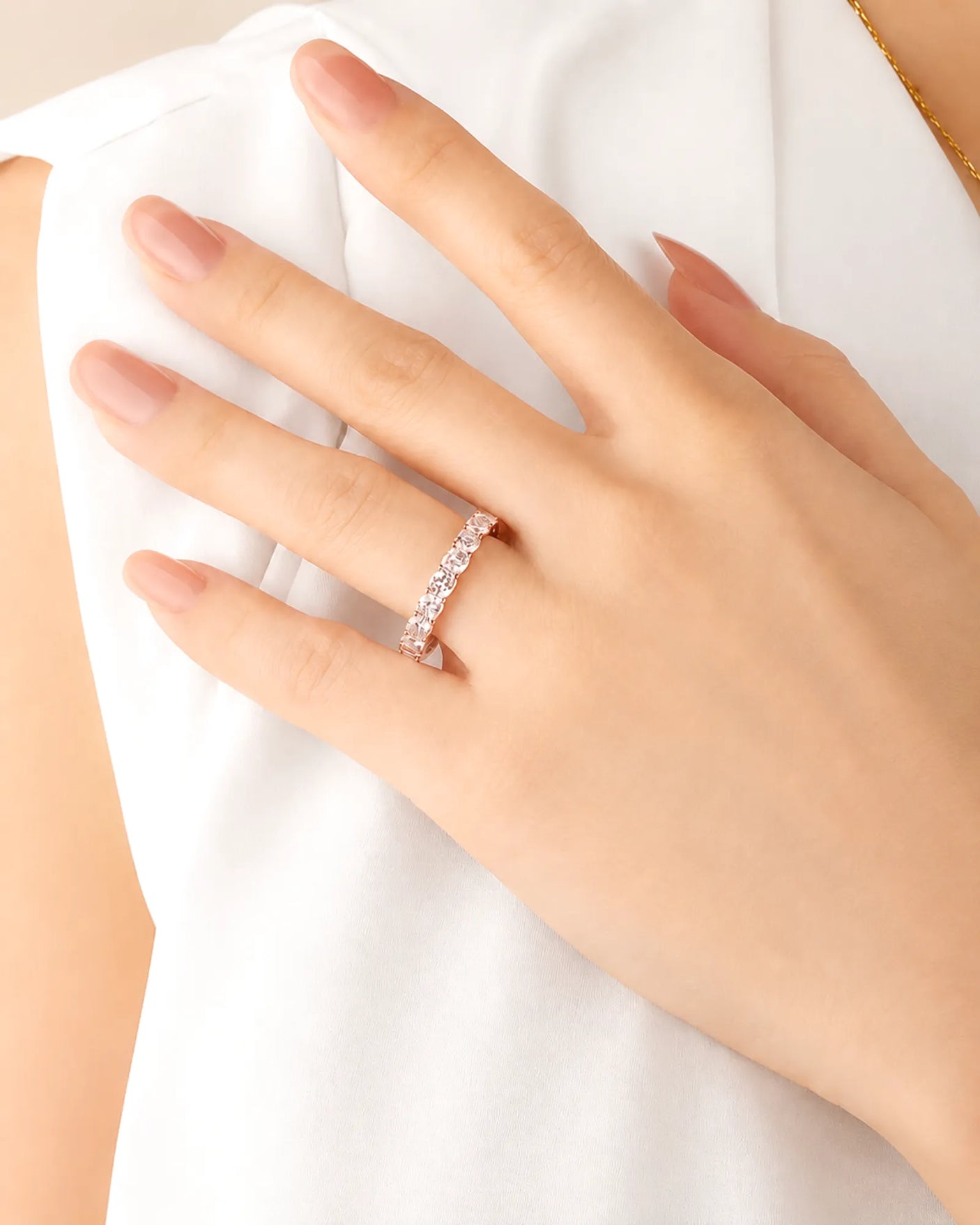Cushion Diamond Eternity Band in White Gold