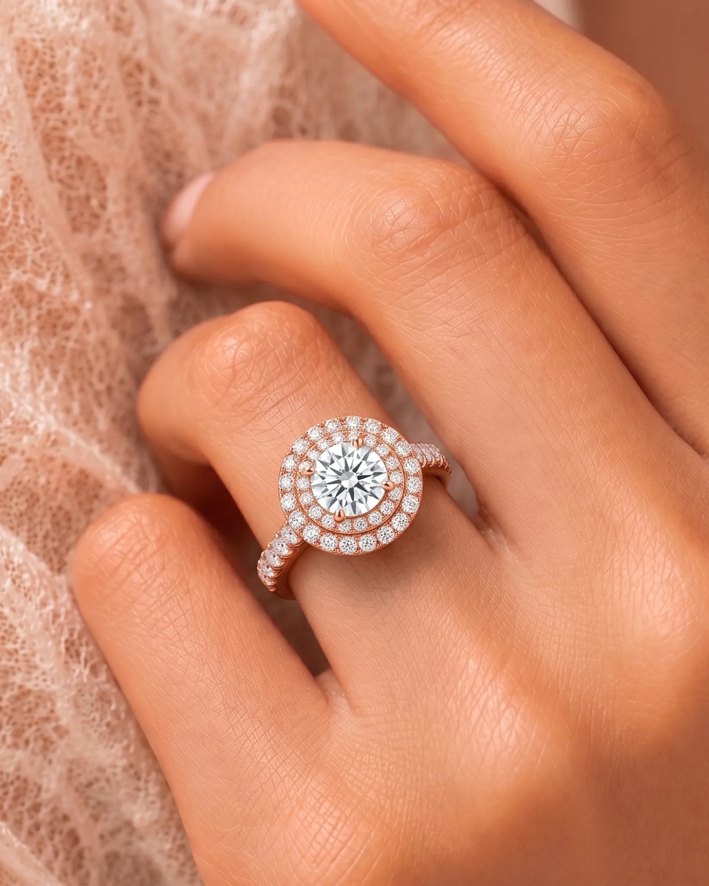 Keira – Gleaming Promise Natural Round Diamond Double Halo Ring